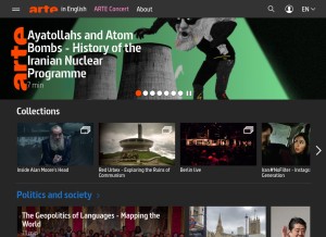 How arte.tv looks like on a tablet such as an iPad.