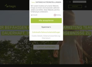 How artegic.net looks like on a tablet such as an iPad.