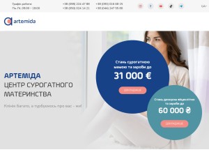 How artemida.center looks like on a tablet such as an iPad.