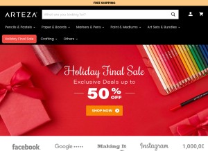 How arteza.com looks like on a tablet such as an iPad.