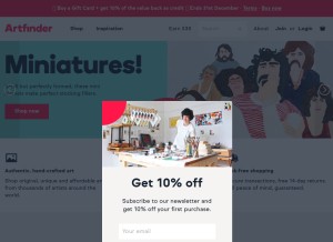 How artfinder.com looks like on a tablet such as an iPad.