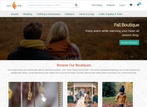 How artfire.com looks like on a tablet such as an iPad.