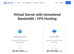 How artichost.com looks like on a tablet such as an iPad.