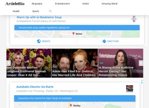 How articlebio.com looks like on a tablet such as an iPad.