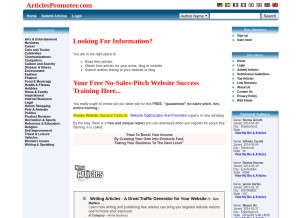 How articlespromoter.com looks like on a tablet such as an iPad.