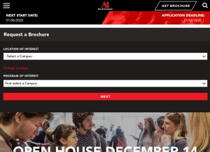 How artinstitutes.edu looks like on a tablet such as an iPad.