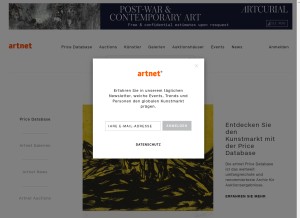 How artnet.de looks like on a tablet such as an iPad.