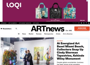 How artnews.com looks like on a tablet such as an iPad.