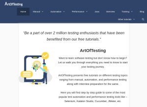 How artoftesting.com looks like on a tablet such as an iPad.