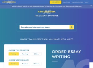 How artscolumbia.org looks like on a tablet such as an iPad.