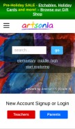 How artsonia.com looks like on a mobile device such as an iPhone.