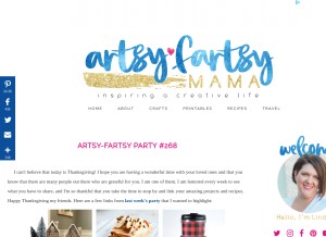 How artsyfartsymama.com looks like on a tablet such as an iPad.