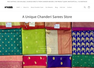 How artsyindia.com looks like on a tablet such as an iPad.