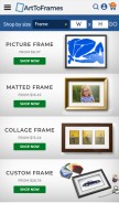 How arttoframe.com looks like on a mobile device such as an iPhone.