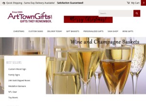 How arttowngifts.com looks like on a tablet such as an iPad.