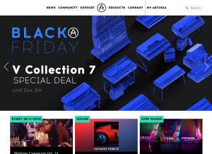 How arturia.com looks like on a tablet such as an iPad.