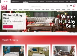 How artvan.com looks like on a tablet such as an iPad.