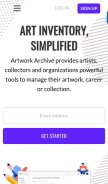 How artworkarchive.com looks like on a mobile device such as an iPhone.