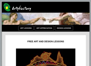 How artyfactory.com looks like on a tablet such as an iPad.