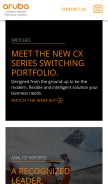 How arubanetworks.com looks like on a mobile device such as an iPhone.