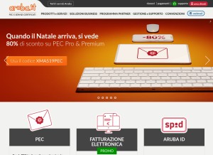 How arubapec.it looks like on a tablet such as an iPad.