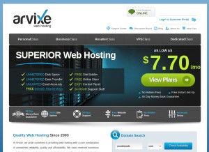 How arvixe.com looks like on a tablet such as an iPad.