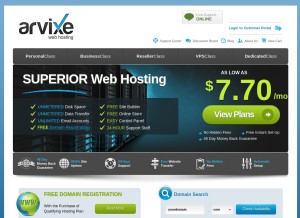 How arvixevps.com looks like on a tablet such as an iPad.