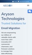 How arysontechnologies.com looks like on a mobile device such as an iPhone.