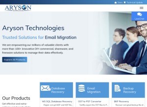 How arysontechnologies.com looks like on a tablet such as an iPad.