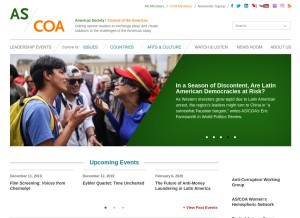 How as-coa.org looks like on a tablet such as an iPad.