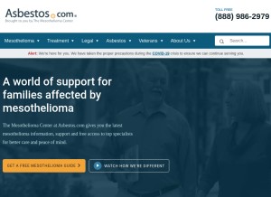 How asbestos.com looks like on a tablet such as an iPad.