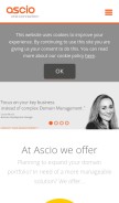 How ascio.com looks like on a mobile device such as an iPhone.