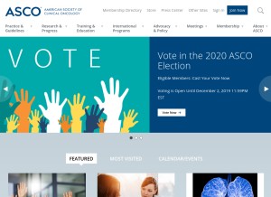 How asco.org looks like on a tablet such as an iPad.