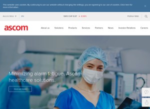 How ascom.com looks like on a tablet such as an iPad.