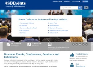 How asdevents.com looks like on a tablet such as an iPad.