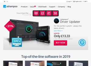 How ashampoo.com looks like on a tablet such as an iPad.