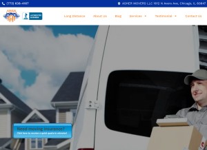 How ashermovers.com looks like on a tablet such as an iPad.
