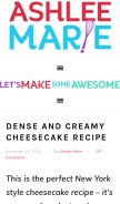 How ashleemarie.com looks like on a mobile device such as an iPhone.