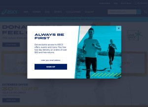 How asicsamerica.com looks like on a tablet such as an iPad.