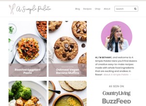 How asimplepalate.com looks like on a tablet such as an iPad.