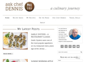 How askchefdennis.com looks like on a tablet such as an iPad.