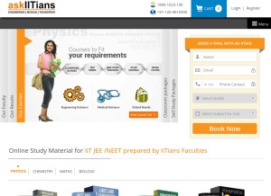 How askiitians.com looks like on a tablet such as an iPad.