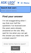 How askleo.com looks like on a mobile device such as an iPhone.