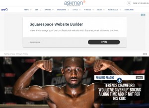 How askmen.com looks like on a tablet such as an iPad.