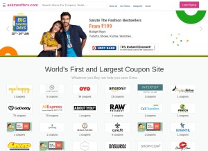 How askmeoffers.com looks like on a tablet such as an iPad.