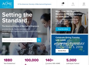 How asme.org looks like on a tablet such as an iPad.