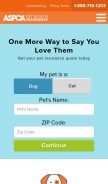 How aspcapetinsurance.com looks like on a mobile device such as an iPhone.