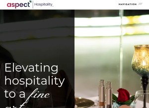 How aspecthospitality.in looks like on a tablet such as an iPad.