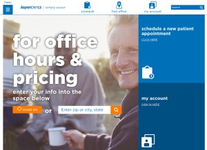 How aspendental.com looks like on a tablet such as an iPad.