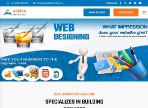 How aspiratechnology.in looks like on a tablet such as an iPad.